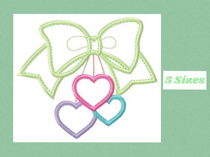 Lace with hearts embroidery designs - Bow Tie embroidery design machine embroidery pattern - baby girl embroidery file lace applique design