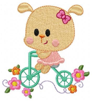 Bear embroidery designs - Baby Girl embroidery design machine embroidery pattern - Bear in a bike embroidery filled design digital download Marcia Embroidery
