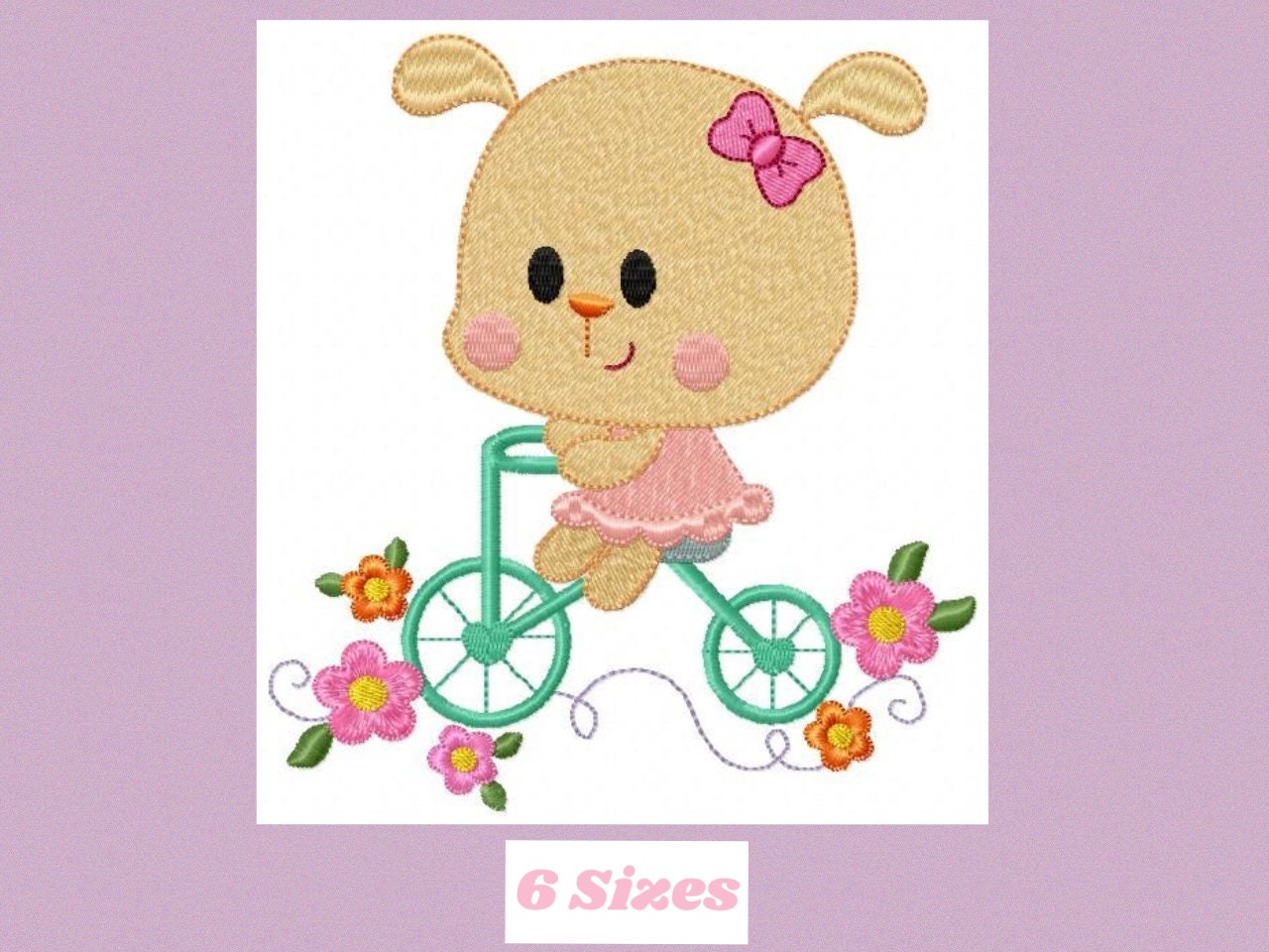Bear embroidery designs - Baby Girl embroidery design machine embroidery pattern - Bear in a bike embroidery filled design digital download Marcia Embroidery