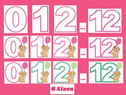 Numbers embroidery designs set - Number Applique Design - Birthday Embroidery machine embroidery file - Numbers applique - Instant download