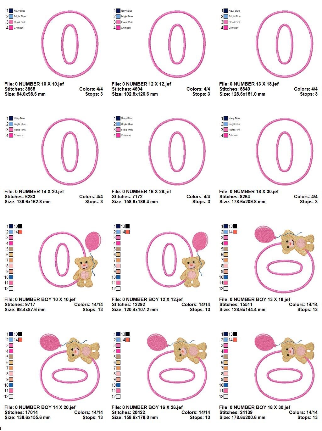 Numbers embroidery designs set - Number Applique Design - Birthday Embroidery machine embroidery file - Numbers applique - Instant download