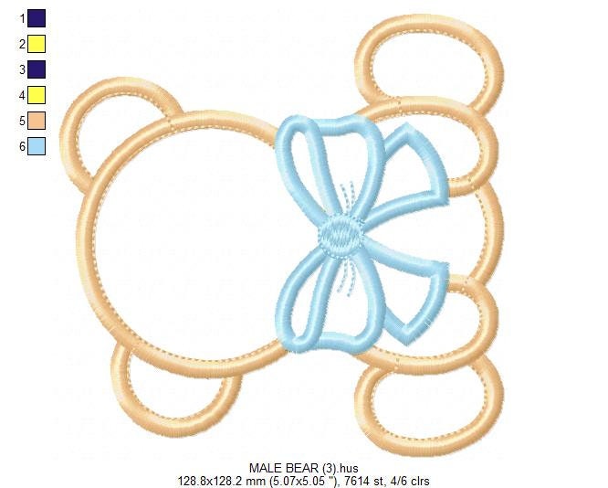 Baby bear embroidery designs - Teddy embroidery design machine embroidery pattern - newborn embroidery - female male bear applique design
