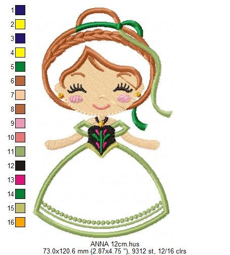 Princess Anna embroidery designs - Disney Princess embroidery design machine embroidery pattern - Frozen embroidery file - Princess applique