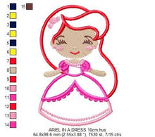 Laden Sie das Bild in den Galerie-Viewer, Ariel embroidery designs - Princess embroidery design disney embroidery machine embroidery pattern - Princess applique girl embroidery file
