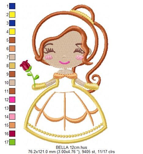 Belle embroidery designs - Disney Princess embroidery design machine embroidery pattern - Princess applique design - beauty and the beast