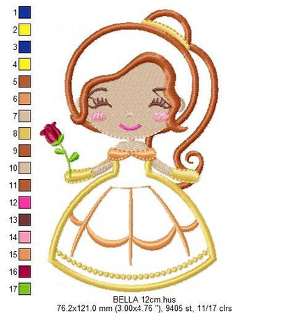 Belle embroidery designs - Disney Princess embroidery design machine embroidery pattern - Princess applique design - beauty and the beast