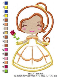 Belle embroidery designs - Disney Princess embroidery design machine embroidery pattern - Princess applique design - beauty and the beast