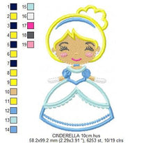 Laden Sie das Bild in den Galerie-Viewer, Cinderella embroidery designs - Princess embroidery design machine embroidery pattern - Disney Princess applique design - baby girl file
