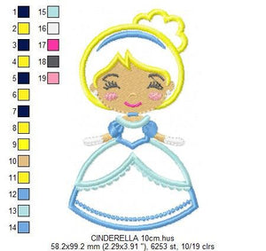 Cinderella embroidery designs - Princess embroidery design machine embroidery pattern - Disney Princess applique design - baby girl file