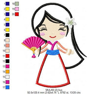 Laden Sie das Bild in den Galerie-Viewer, Mulan embroidery designs - Disney Princess embroidery design machine embroidery pattern - Princess applique design japanese geisha digital
