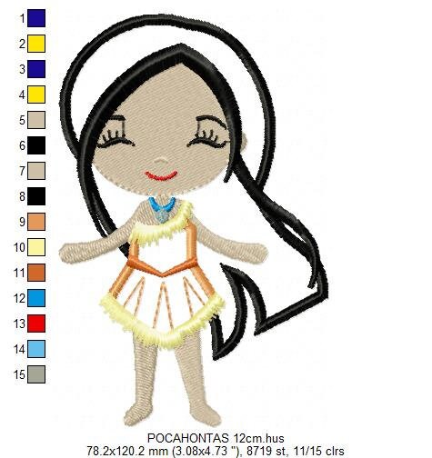 Pocahontas embroidery designs - Disney Princess embroidery design machine embroidery pattern - Princess applique design indian embroidery Marcia Embroidery