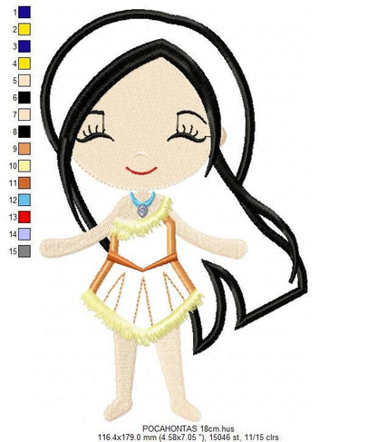 Pocahontas embroidery designs - Disney Princess embroidery design machine embroidery pattern - Princess applique design indian embroidery Marcia Embroidery