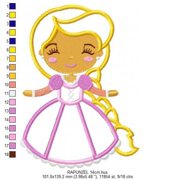 Rapunzel embroidery designs - Disney Princess embroidery design machine embroidery pattern - Princess applique design - Tangled download