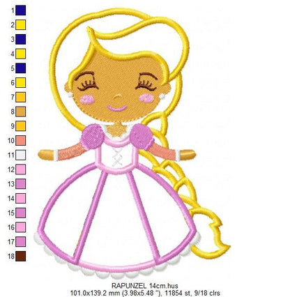 Rapunzel embroidery designs - Disney Princess embroidery design machine embroidery pattern - Princess applique design - Tangled download