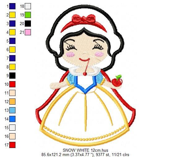 Snow White embroidery designs - Disney Princess embroidery design machine embroidery pattern - Princess applique design - digital download Marcia Embroidery