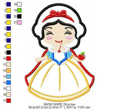 Snow White embroidery designs - Disney Princess embroidery design machine embroidery pattern - Princess applique design - digital download Marcia Embroidery