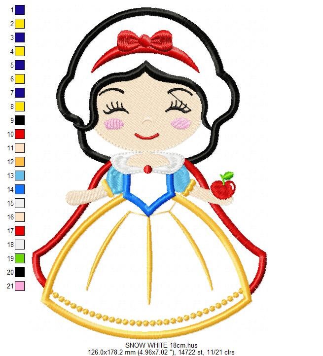 Snow White embroidery designs - Disney Princess embroidery design machine embroidery pattern - Princess applique design - digital download Marcia Embroidery