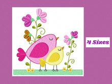 Load image into Gallery viewer, Bird embroidery designs - Flowers embroidery design machine embroidery pattern - Garden Kitchen Towel embroidery file - instant download jef
