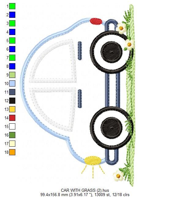 Car applique embroidery designs - Vehicle embroidery design machine embroidery pattern - Automobile embroidery file - instant download pes