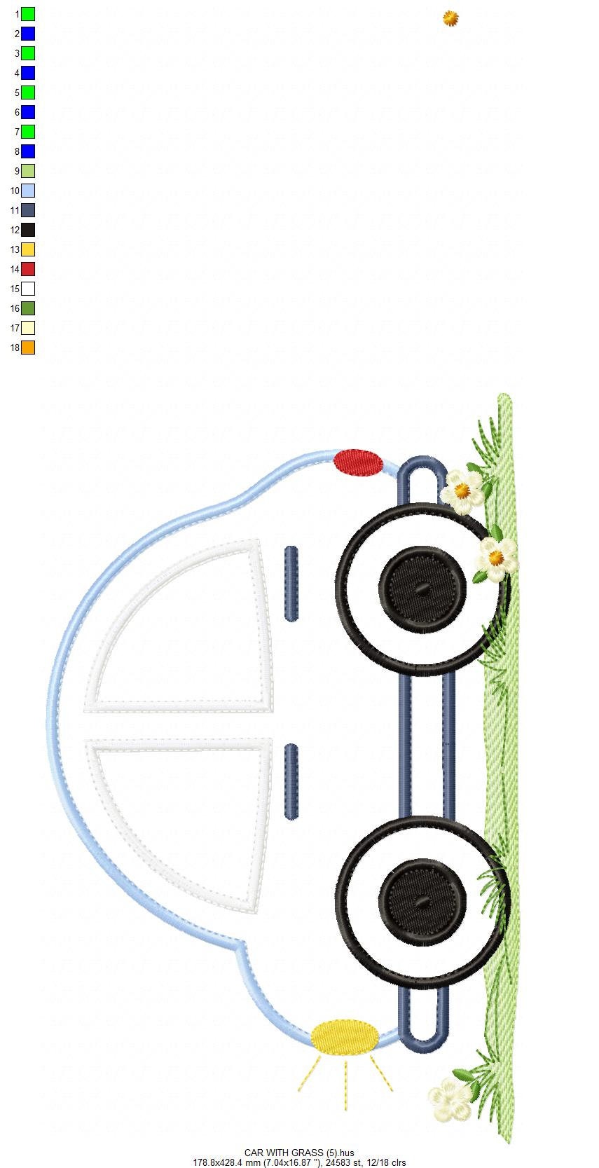 Car applique embroidery designs - Vehicle embroidery design machine embroidery pattern - Automobile embroidery file - instant download pes