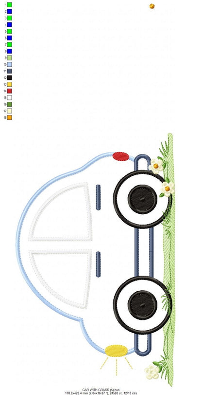 Car applique embroidery designs - Vehicle embroidery design machine embroidery pattern - Automobile embroidery file - instant download pes