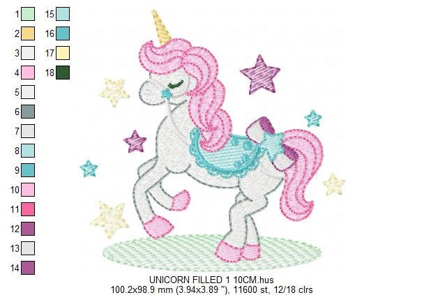 Unicorn embroidery designs - Baby girl magical horse with stars machine embroidery pattern - Instant digital download pes jef dst hus vp3