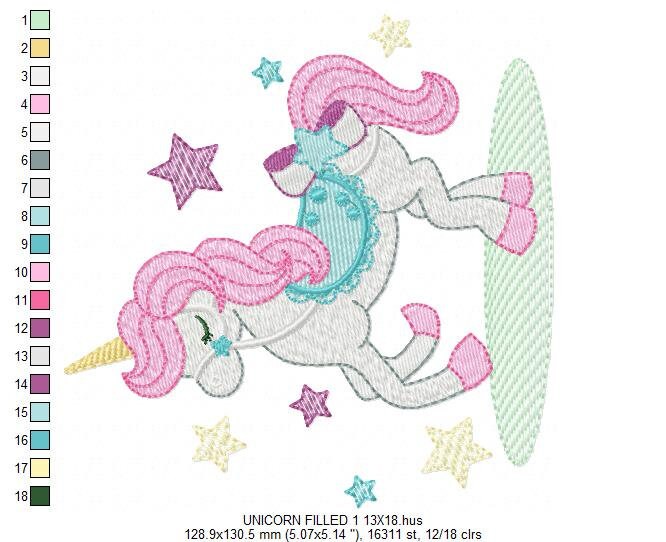 Unicorn embroidery designs - Baby girl magical horse with stars machine embroidery pattern - Instant digital download pes jef dst hus vp3