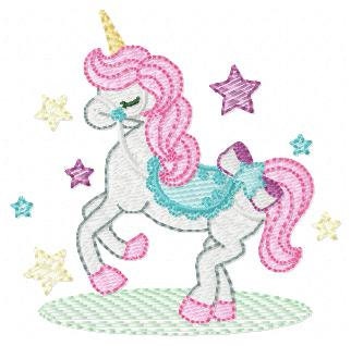 Unicorn embroidery designs - Baby girl magical horse with stars machine embroidery pattern - Instant digital download pes jef dst hus vp3
