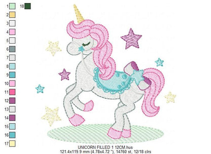 Unicorn embroidery designs - Baby girl magical horse with stars machine embroidery pattern - Instant digital download pes jef dst hus vp3