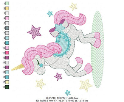 Unicorn embroidery designs - Baby girl magical horse with stars machine embroidery pattern - Instant digital download pes jef dst hus vp3