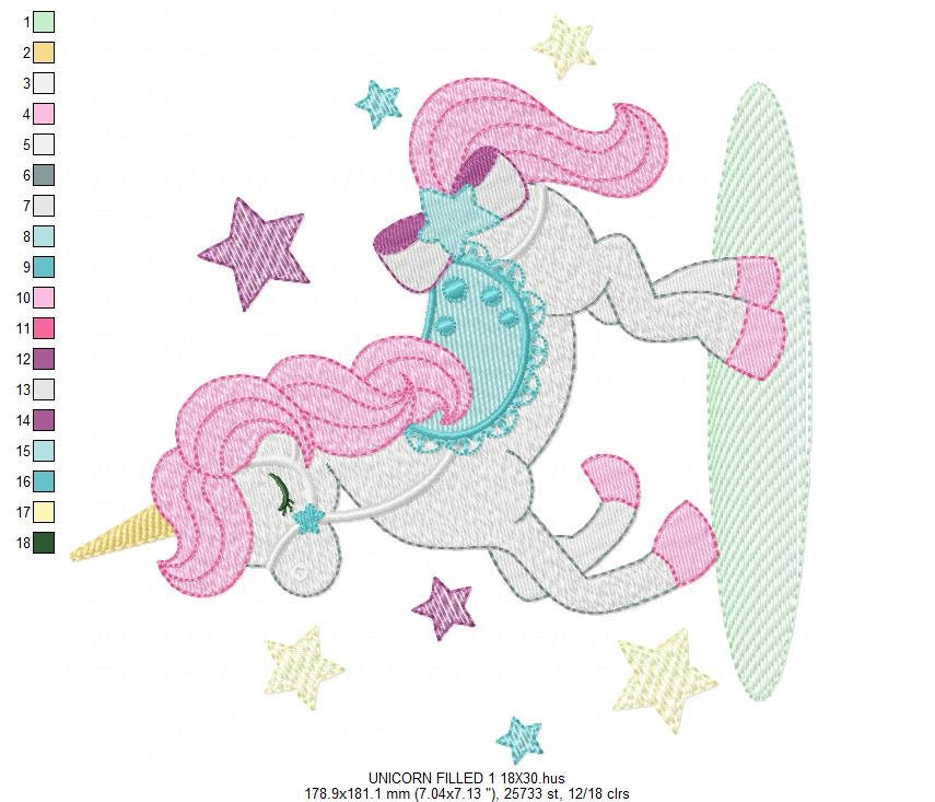 Unicorn embroidery designs - Baby girl magical horse with stars machine embroidery pattern - Instant digital download pes jef dst hus vp3