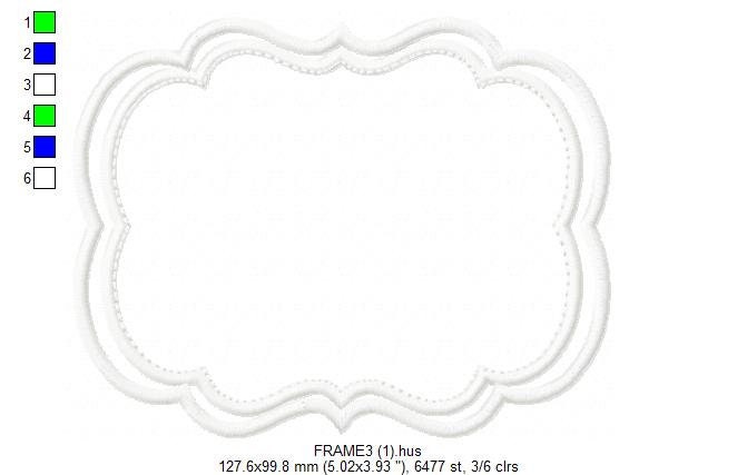 Frame embroidery designs set - Frame Applique Design Machine embroidery pattern - Monogram frame shape tag embroidery file instant download