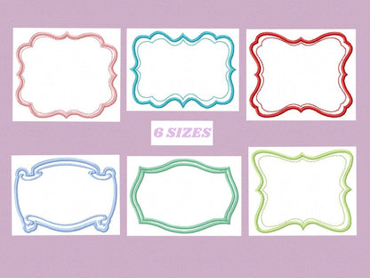 Frame embroidery designs set - Frame Applique Design machine embroidery pattern - Monogram embroidery file - shape tag instant download