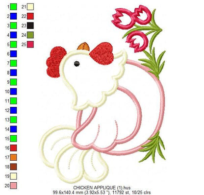 Chicken embroidery designs - Rooster embroidery design machine embroidery pattern - instant download - Kitchen towel embroidery file digital