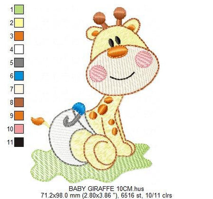 Baby Giraffe embroidery design - Animal embroidery designs machine embroidery pattern - boy embroidery file - girl embroidery toddler diaper