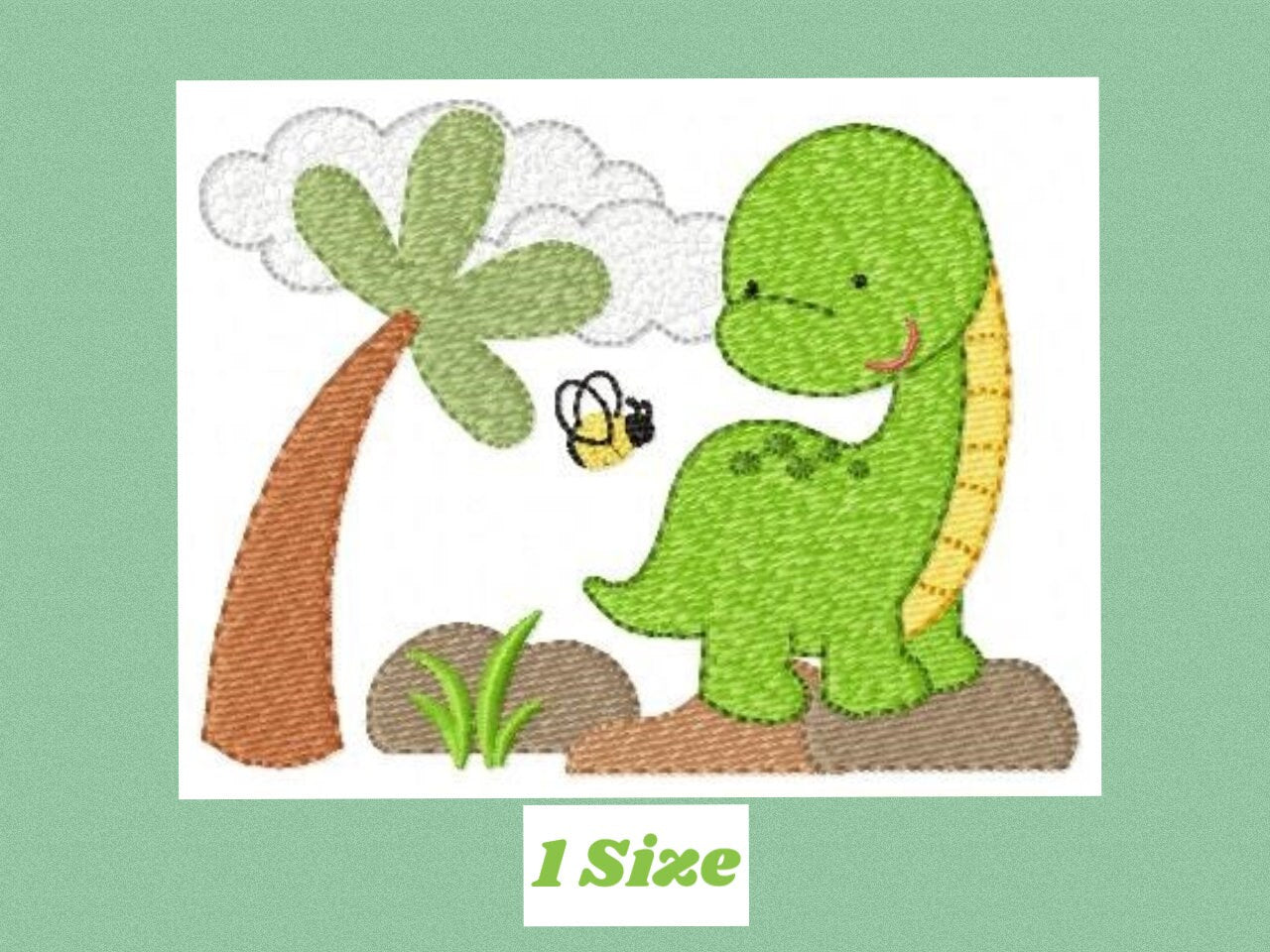 Dinosaur embroidery designs - Dino with coconut tree machine embroidery pattern - Baby boy file brontosaurus - Instant download pes jef dst