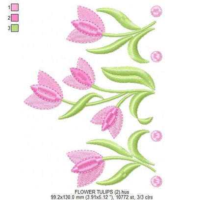 Flowers embroidery designs - Tulip embroidery design machine embroidery pattern - rose embroidery file - tea towel apron kitchen cloth