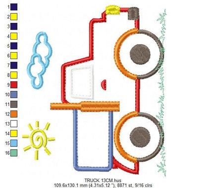 Truck embroidery designs - Vehicle embroidery design machine embroidery pattern - Pickup embroidery file - Truck applique design boy kid