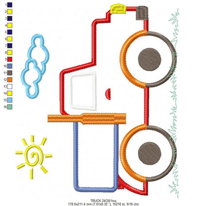Truck embroidery designs - Vehicle embroidery design machine embroidery pattern - Pickup embroidery file - Truck applique design boy kid