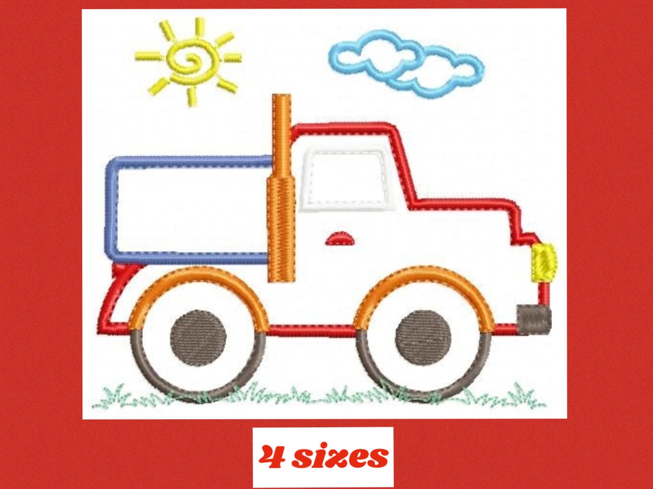 Truck embroidery designs - Vehicle embroidery design machine embroidery pattern - Pickup embroidery file - Truck applique design boy kid