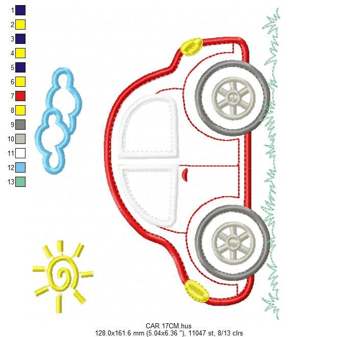 Car embroidery designs - Vehicle embroidery design machine embroidery pattern - Automobile embroidery file - car applique design boy design