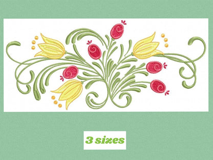 Flowers embroidery designs - Tulips embroidery design machine embroidery pattern - Rose embroidery file - Instant download pes jef dst