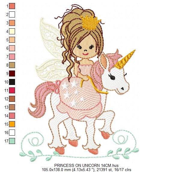 Fairy embroidery designs - Fairy with unicorn embroidery design machine embroidery pattern - Fairy digital design baby girl embroidery file