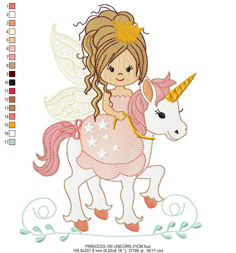 Fairy embroidery designs - Fairy with unicorn embroidery design machine embroidery pattern - Fairy digital design baby girl embroidery file