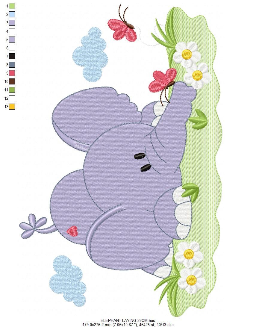 Elephant embroidery designs - Animal embroidery design machine embroidery pattern - Baby boy embroidery file - digital file instant download