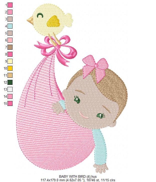 Sleeping baby embroidery design - Baby girl embroidery design machine embroidery pattern - Newborn embroidery file nursery instant download