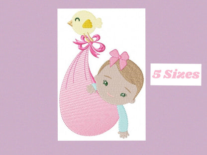 Sleeping baby embroidery design - Baby girl embroidery design machine embroidery pattern - Newborn embroidery file nursery instant download