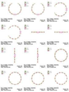 Roses wreath embroidery designs - Monogram embroidery design machine embroidery pattern - Tea towel embroidery - floral wreath of flowers