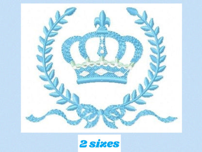 Crown embroidery designs - Laurel Wreath with Crown embroidery design machine embroidery pattern - baby boy embroidery file crown design