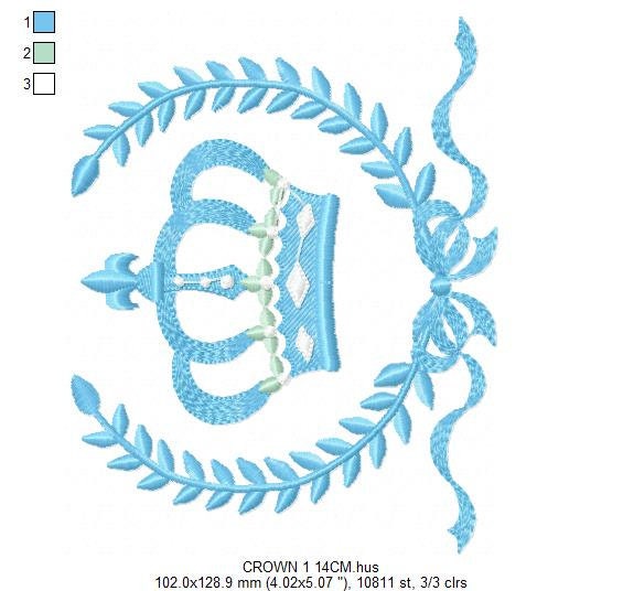 Crown embroidery designs - Laurel Wreath with Crown embroidery design machine embroidery pattern - baby boy embroidery file crown design